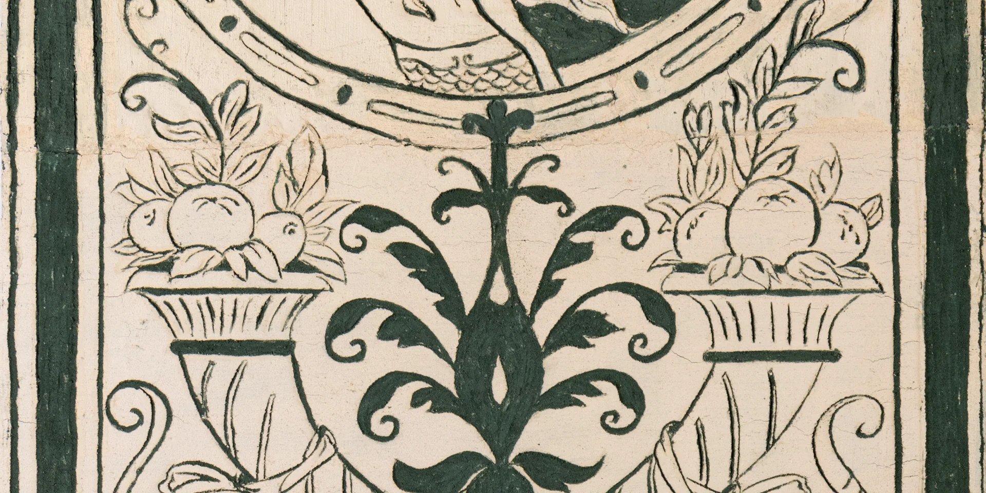 Női fej klasszicista motívummal keretezve Hans Kolb mintalapja alapján